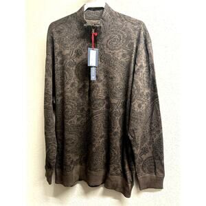 NWT Reversible Men’s Cremieux Quarter Zip Sweater Brown Black Design size XXL